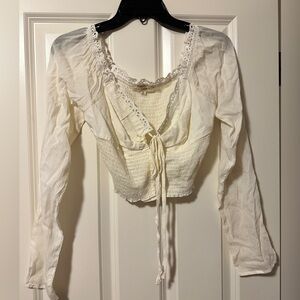 NWOT Pacsun Brand La Hearts Cream Soft Gauze Shirt w/Lace-Detail Size Small